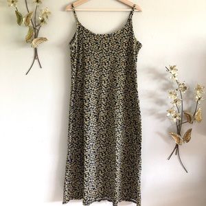 Vintage 90s Sunflower Ribbed Tank Tee Dress